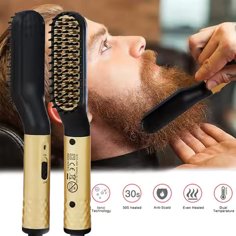 Electric Beard Straightener – Negative Ion Heated Beard Comb for Men
