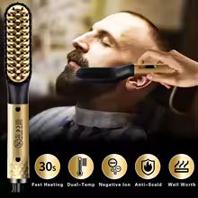 Electric Beard Straightener – Negative Ion Heated Beard Comb for Men