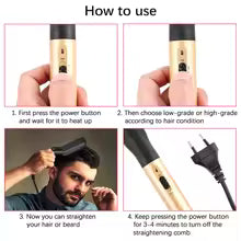 Electric Beard Straightener – Negative Ion Heated Beard Comb for Men